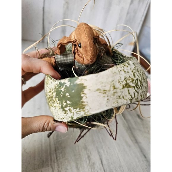 Vintage Easter basket eggs shabby chic unique Easter decor - Picture 5 of 9